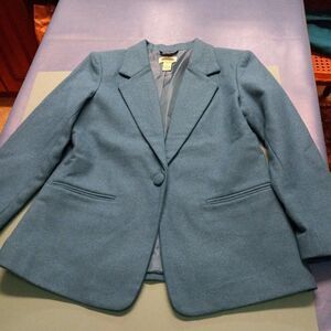 Mark Reed Teal Wool Women Petite One Button Jacket